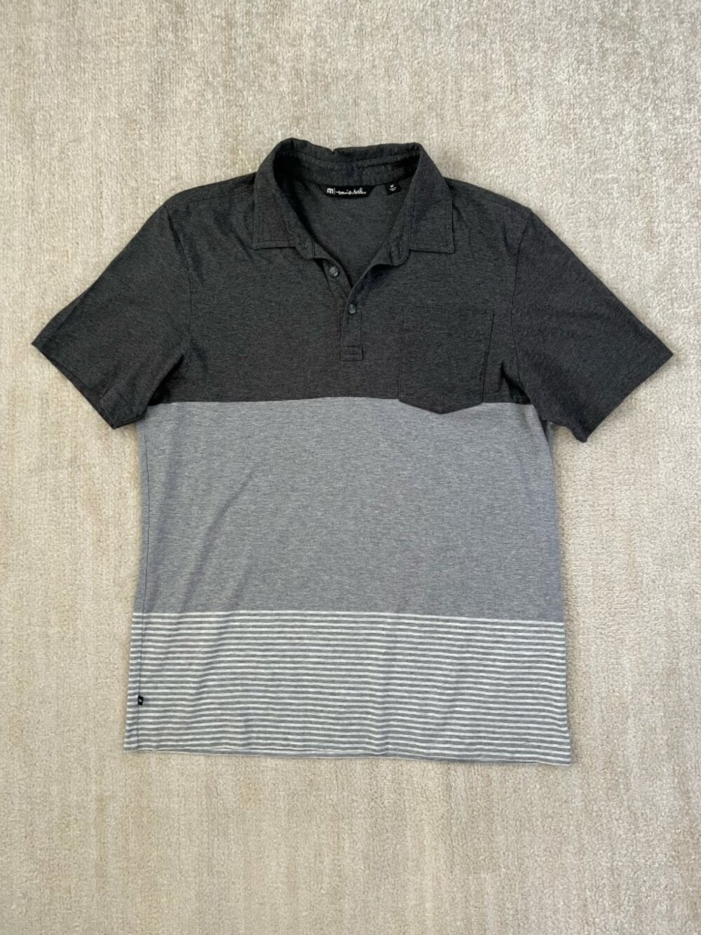 Travis Mathew Pima Cotton Stripe Short Sleeve Polo Shirt Top M